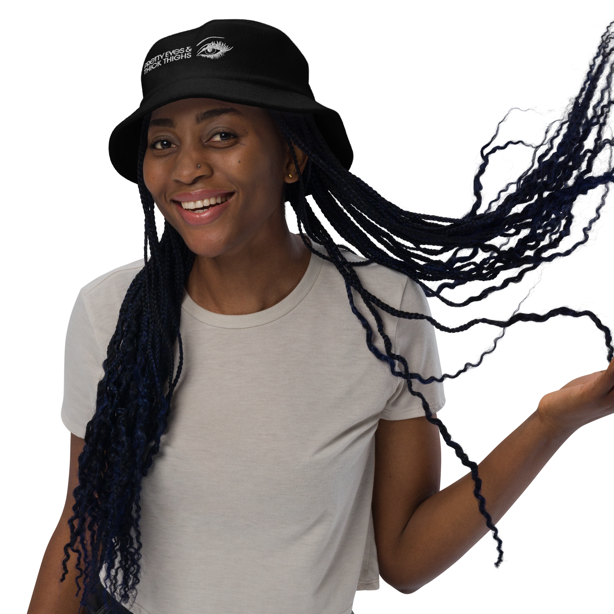 PRETTY EYES & THICK THIGHS | UNISEX TERRY CLOTH BUCKET HAT