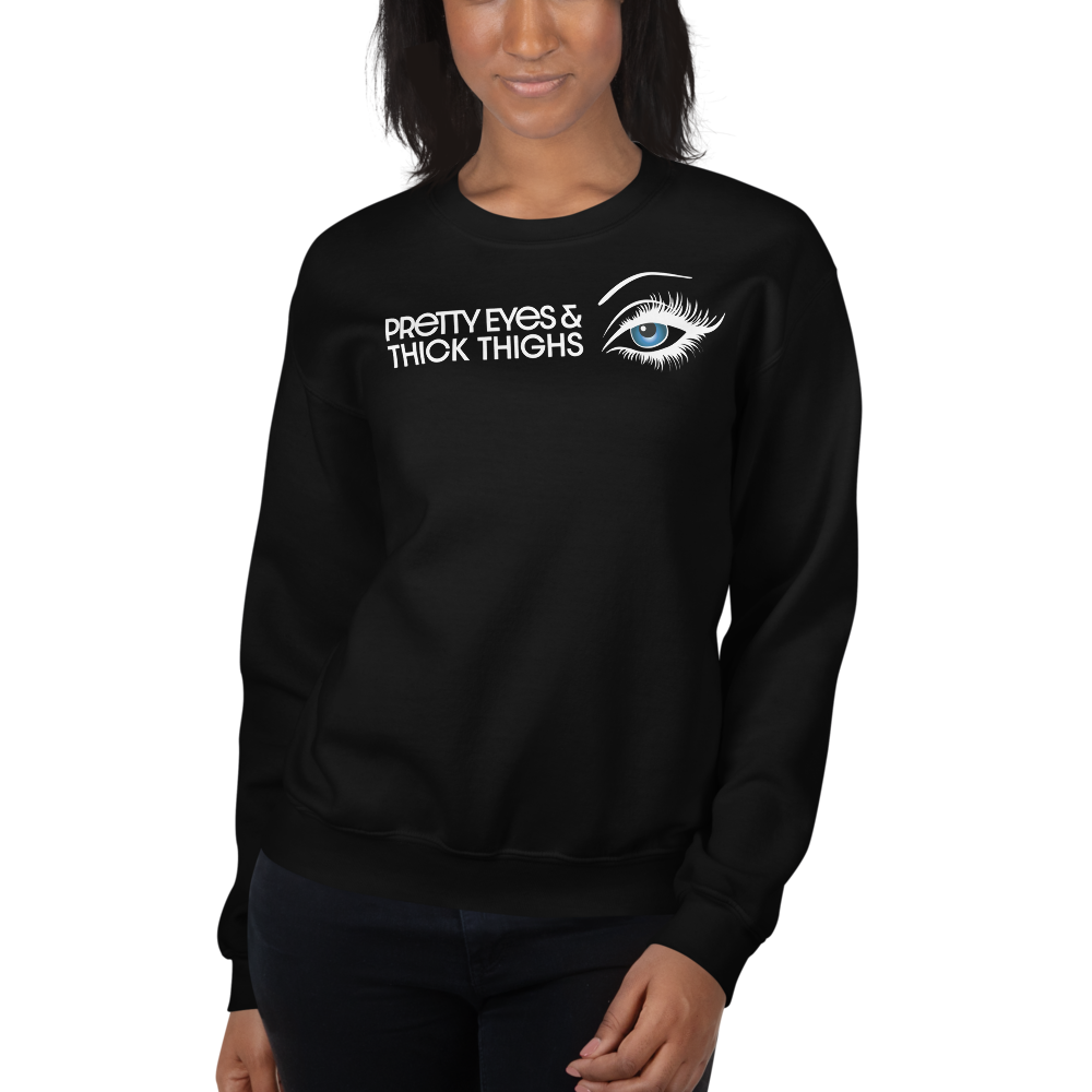 PRETTY EYES & THICK THIGHS | DARK BLUE | UNISEX CREWNECK