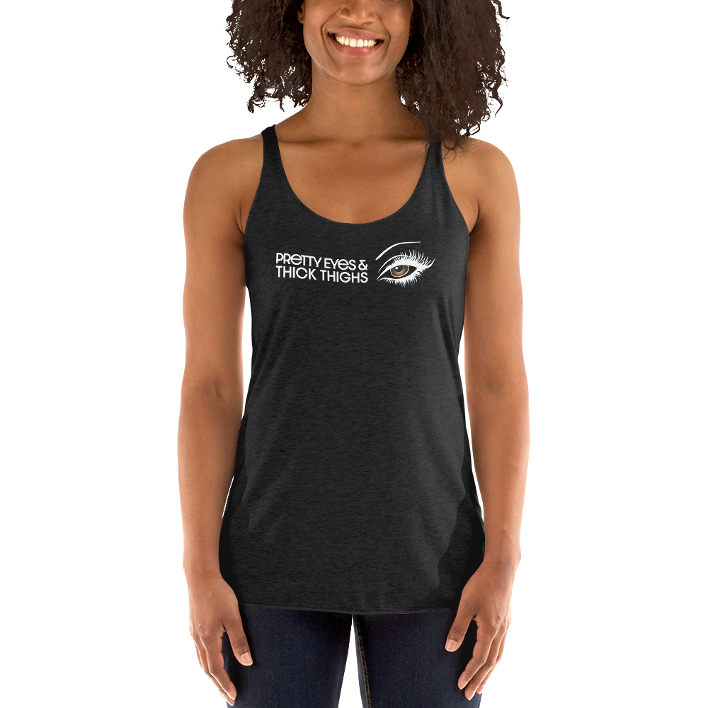 PRETTY EYES & THICK THIGHS | LIGHT BROWN | WOMEN'S RACERBACK TANK