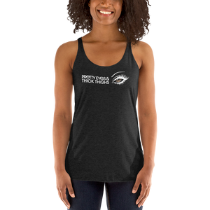 PRETTY EYES & THICK THIGHS | LIGHT BROWN | WOMEN'S RACERBACK TANK