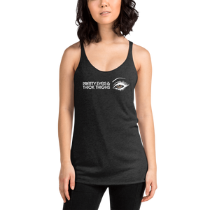 PRETTY EYES & THICK THIGHS | LIGHT BROWN | WOMEN'S RACERBACK TANK