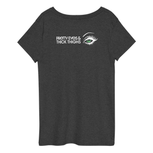 PRETTY EYES & THICK THIGHS | GREEN | WOMEN'S V-NECK T-SHIRT